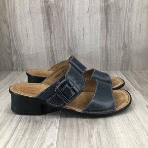 Josef Seibel Sandals Womens EU 40 Blue Leather Slip On Shoes